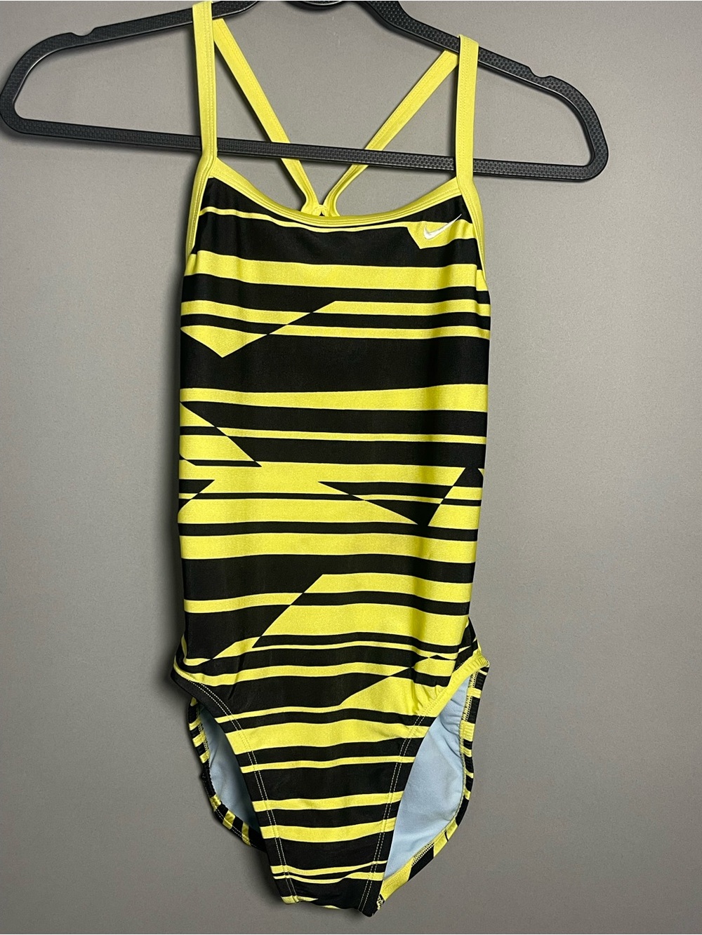 Nike Black Yellow Athletic One Piece Swimsuit Size 6 M